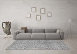 Machine Washable Abstract Gray Contemporary Rug in a Living Room,, wshcon294gry
