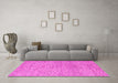 Machine Washable Abstract Pink Contemporary Rug in a Living Room, wshcon294pnk