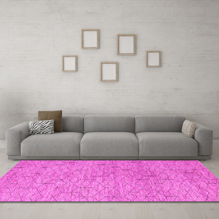 Machine Washable Abstract Pink Contemporary Rug in a Living Room, wshcon294pnk