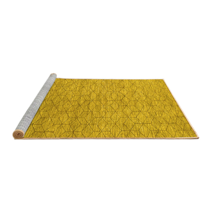Sideview of Machine Washable Abstract Yellow Contemporary Rug, wshcon294yw