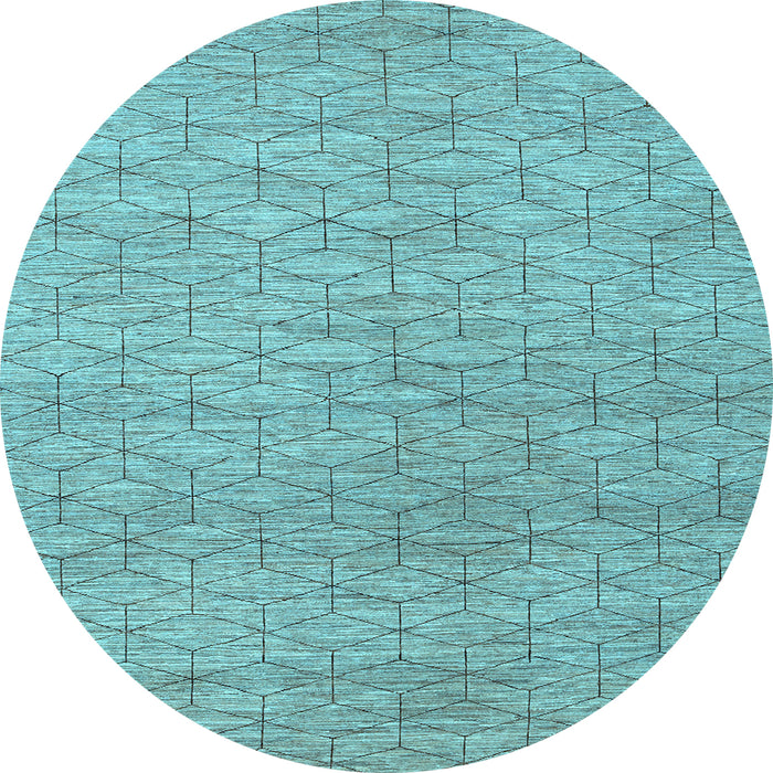 Round Abstract Light Blue Contemporary Rug, con294lblu