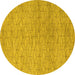 Round Abstract Yellow Contemporary Rug, con294yw