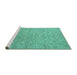 Sideview of Machine Washable Abstract Turquoise Contemporary Area Rugs, wshcon294turq