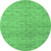 Round Abstract Emerald Green Contemporary Rug, con294emgrn