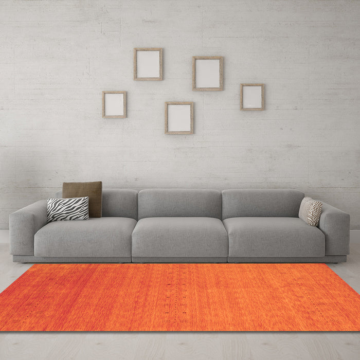 Machine Washable Abstract Orange Contemporary Area Rugs in a Living Room, wshcon2950org
