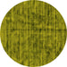 Round Machine Washable Abstract Yellow Contemporary Rug, wshcon2951yw