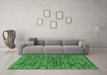 Machine Washable Abstract Emerald Green Contemporary Area Rugs in a Living Room,, wshcon2951emgrn