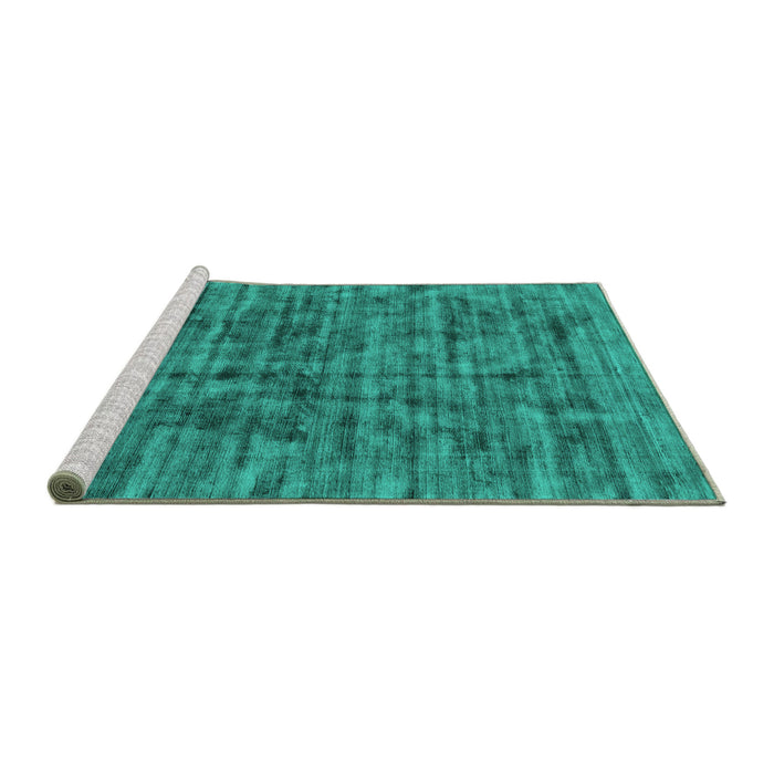 Sideview of Machine Washable Abstract Turquoise Contemporary Area Rugs, wshcon2951turq