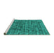 Sideview of Machine Washable Abstract Turquoise Contemporary Area Rugs, wshcon2951turq