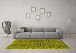 Machine Washable Abstract Yellow Contemporary Rug in a Living Room, wshcon2951yw