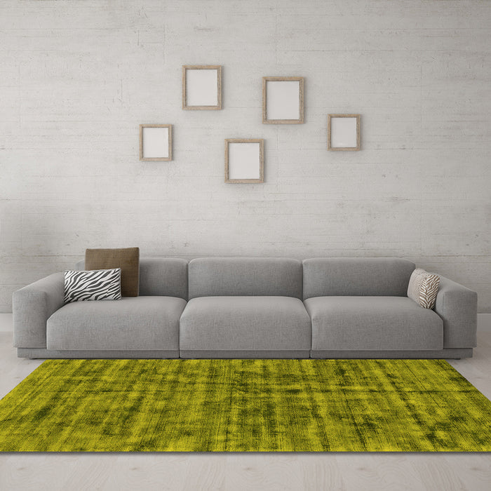Machine Washable Abstract Yellow Contemporary Rug in a Living Room, wshcon2951yw