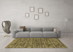 Machine Washable Abstract Brown Contemporary Rug in a Living Room,, wshcon2951brn