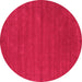 Round Abstract Pink Contemporary Rug, con2952pnk