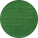 Round Machine Washable Abstract Emerald Green Contemporary Area Rugs, wshcon2952emgrn