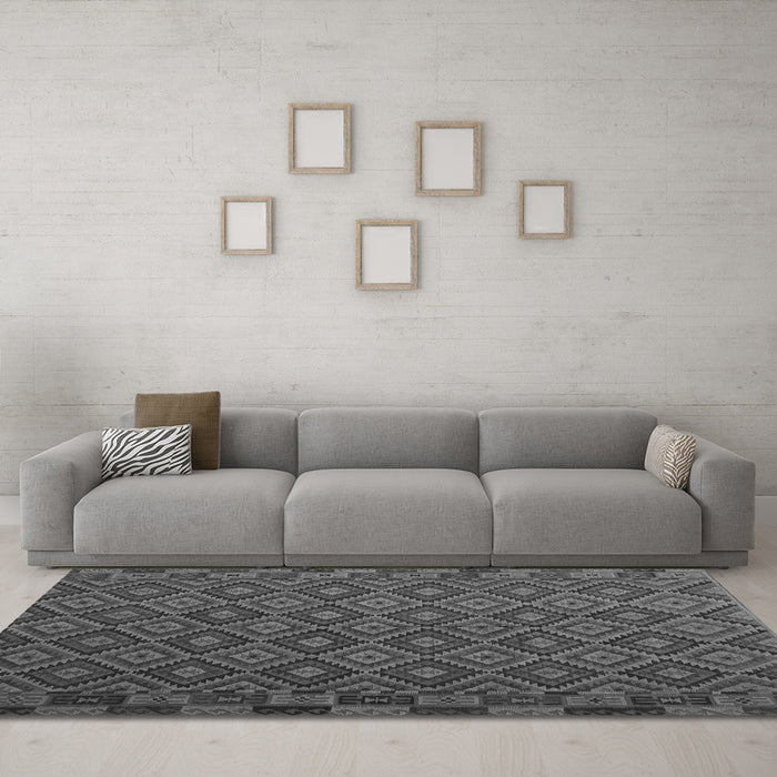 Machine Washable Oriental Gray Traditional Rug in a Living Room,, wshcon2953gry