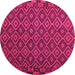 Round Machine Washable Oriental Pink Traditional Rug, wshcon2953pnk