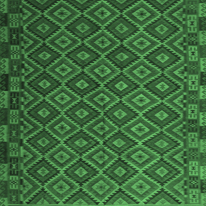 Square Machine Washable Oriental Emerald Green Traditional Area Rugs, wshcon2953emgrn