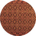 Round Machine Washable Oriental Brown Traditional Rug, wshcon2953brn