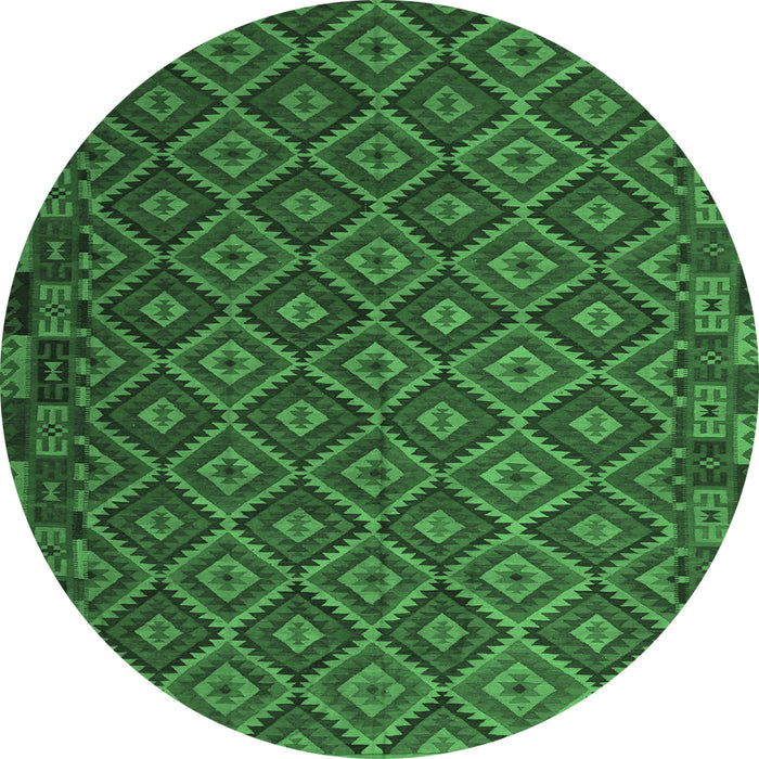 Round Oriental Emerald Green Traditional Rug, con2953emgrn