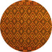 Round Machine Washable Oriental Yellow Traditional Rug, wshcon2953yw