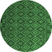 Round Machine Washable Oriental Emerald Green Traditional Area Rugs, wshcon2953emgrn