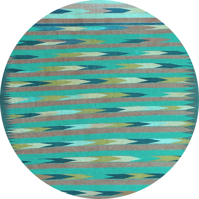 Round Machine Washable Abstract Light Blue Contemporary Rug, wshcon2954lblu