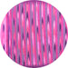 Round Machine Washable Abstract Pink Contemporary Rug, wshcon2954pnk