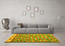 Machine Washable Abstract Yellow Contemporary Rug in a Living Room, wshcon2954yw
