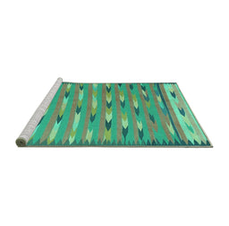 Sideview of Machine Washable Abstract Turquoise Contemporary Area Rugs, wshcon2954turq