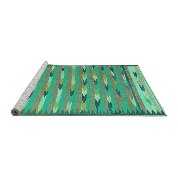 Sideview of Machine Washable Abstract Turquoise Contemporary Area Rugs, wshcon2954turq
