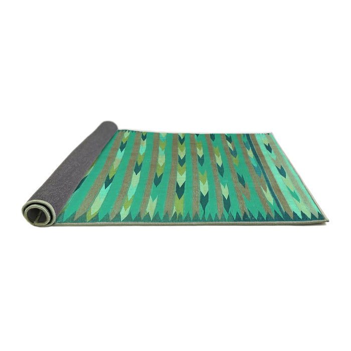 Sideview of Abstract Turquoise Contemporary Rug, con2954turq