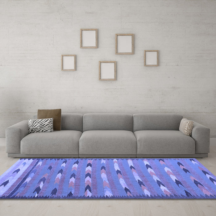 Machine Washable Abstract Blue Contemporary Rug in a Living Room, wshcon2954blu
