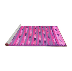 Sideview of Machine Washable Abstract Pink Contemporary Rug, wshcon2954pnk