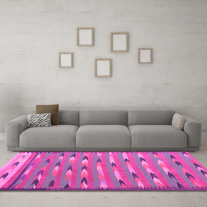 Machine Washable Abstract Pink Contemporary Rug in a Living Room, wshcon2954pnk