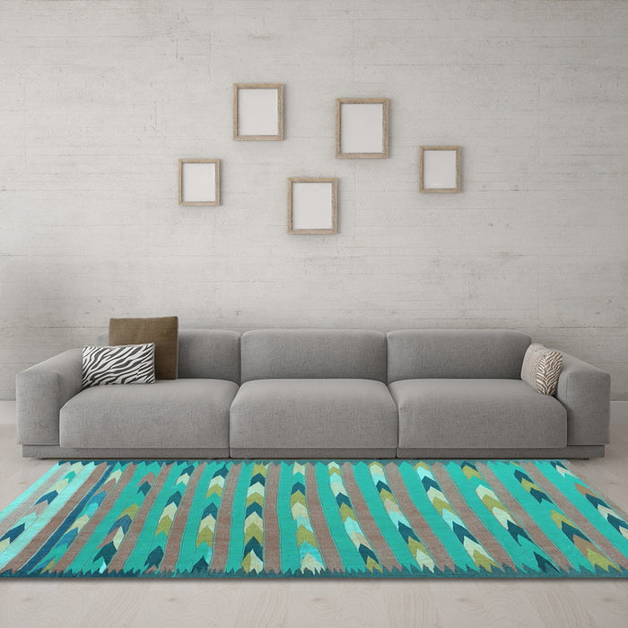 Machine Washable Abstract Light Blue Contemporary Rug in a Living Room, wshcon2954lblu