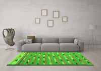 Machine Washable Abstract Green Contemporary Rug, wshcon2954grn