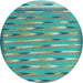 Round Abstract Light Blue Contemporary Rug, con2954lblu