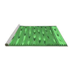 Sideview of Machine Washable Abstract Emerald Green Contemporary Area Rugs, wshcon2954emgrn