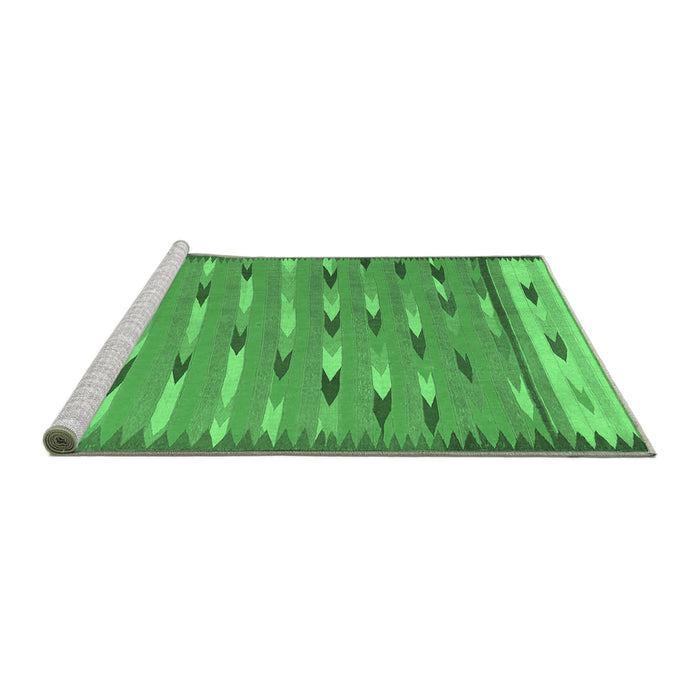 Sideview of Machine Washable Abstract Emerald Green Contemporary Area Rugs, wshcon2954emgrn