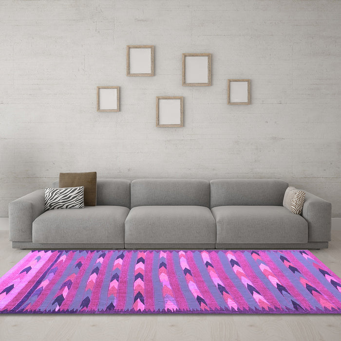 Machine Washable Abstract Purple Contemporary Area Rugs in a Living Room, wshcon2954pur