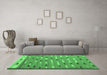 Machine Washable Abstract Emerald Green Contemporary Area Rugs in a Living Room,, wshcon2954emgrn