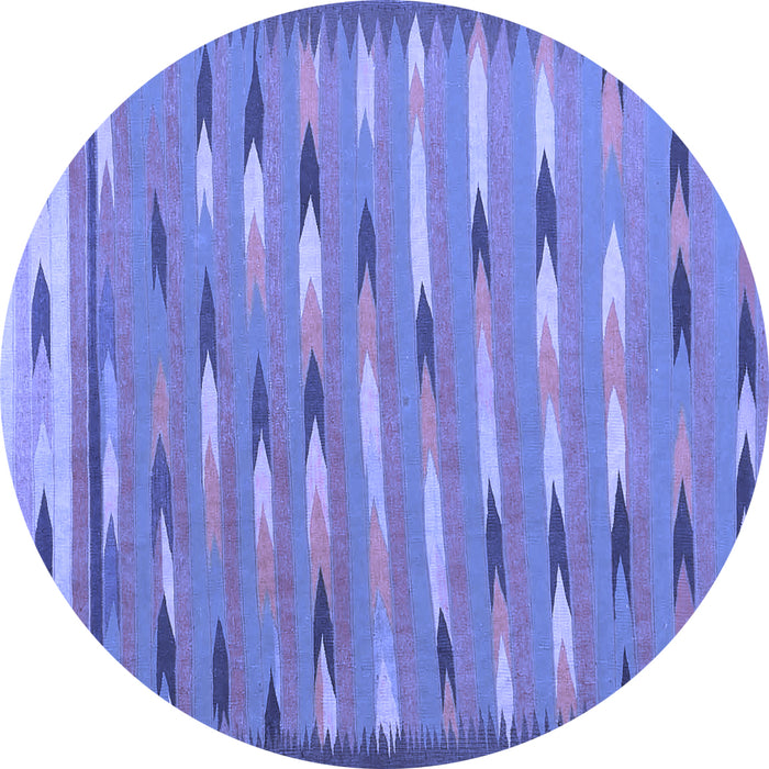 Round Abstract Blue Contemporary Rug, con2954blu