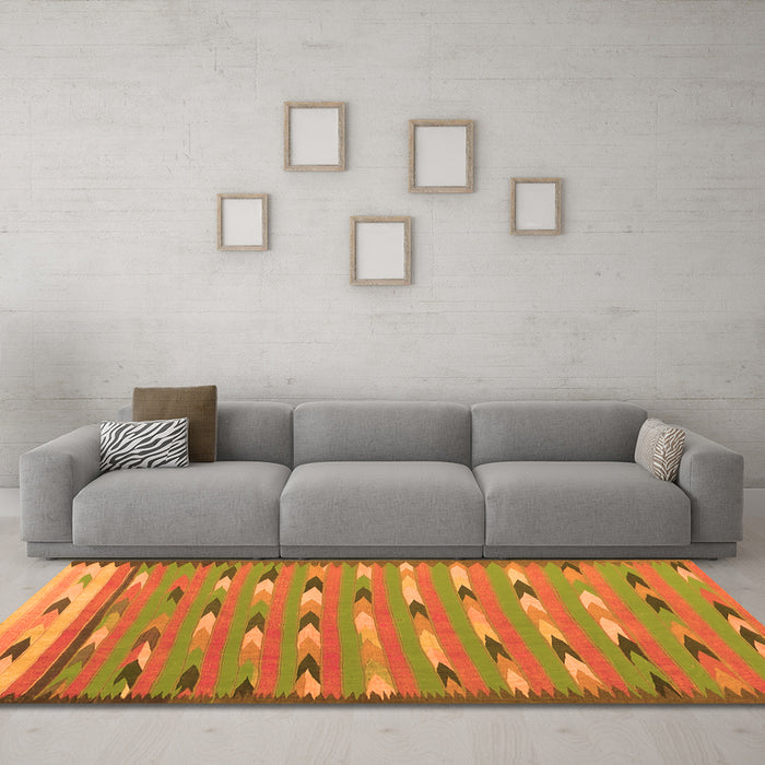 Machine Washable Abstract Orange Contemporary Area Rugs in a Living Room, wshcon2954org
