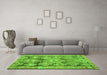 Machine Washable Oriental Green Traditional Area Rugs in a Living Room,, wshcon2955grn