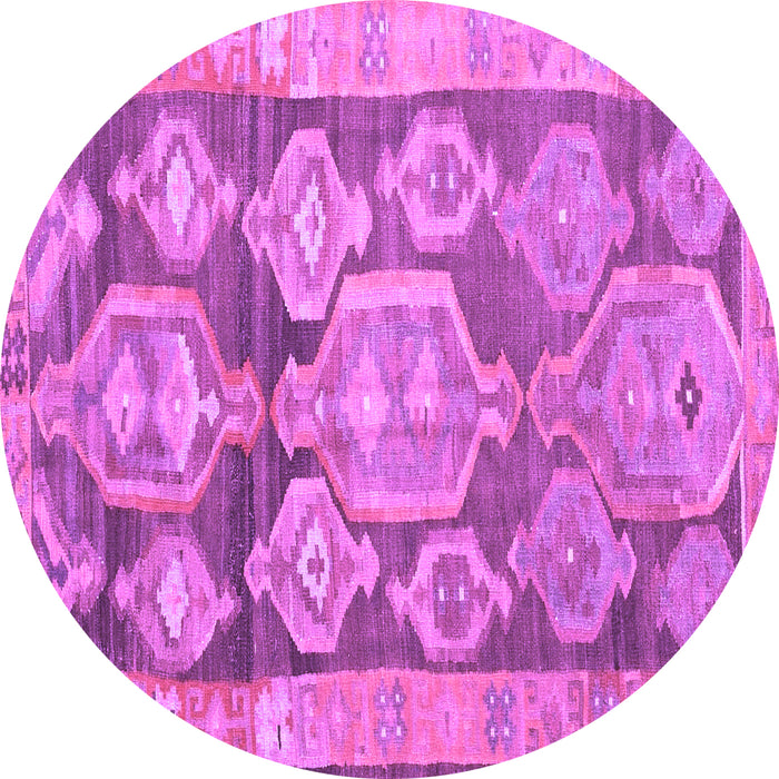 Round Oriental Purple Traditional Rug, con2955pur