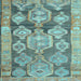 Square Machine Washable Oriental Light Blue Traditional Rug, wshcon2955lblu