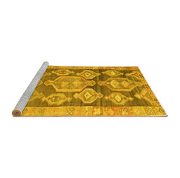 Sideview of Machine Washable Oriental Yellow Traditional Rug, wshcon2955yw