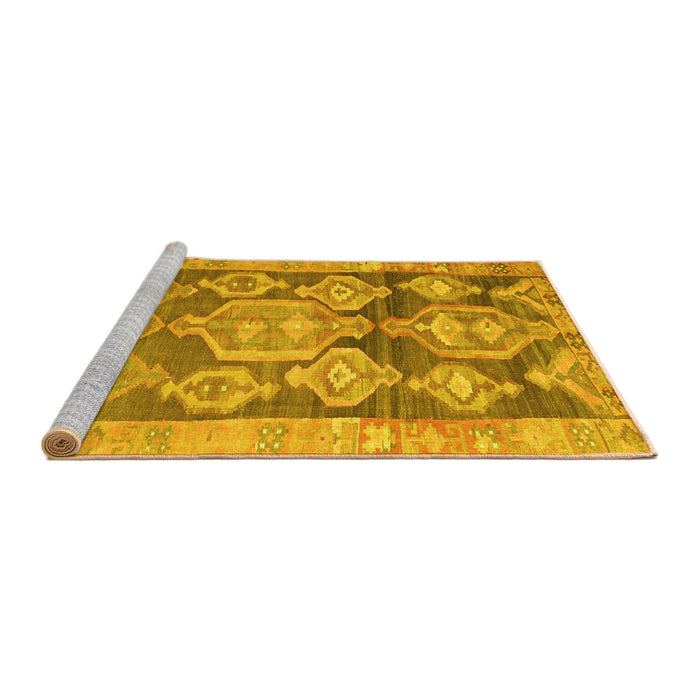 Sideview of Machine Washable Oriental Yellow Traditional Rug, wshcon2955yw