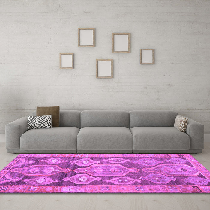 Machine Washable Oriental Purple Traditional Area Rugs in a Living Room, wshcon2955pur