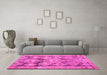 Machine Washable Oriental Pink Traditional Rug in a Living Room, wshcon2955pnk